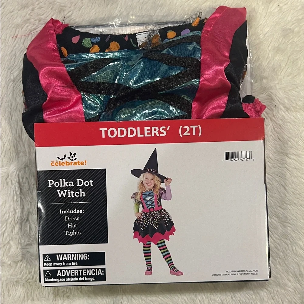 NEW Polka Dot Witch Halloween Costume for Toddler Girls, Size 2T